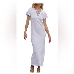 NWT LNA White Lace-Up Midi Swim Cover Up